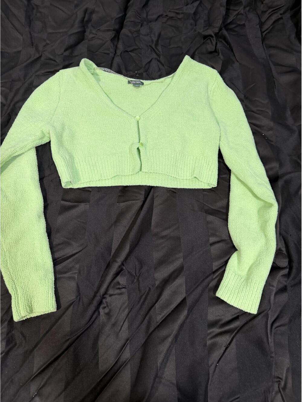 Wild Fable Light Green Cropped Knit Cardigan Sweater
